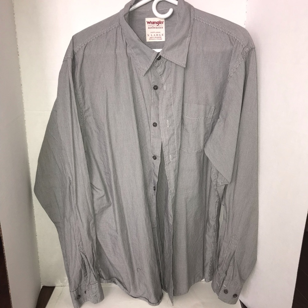Wrangler button down, XL, black & white stripes